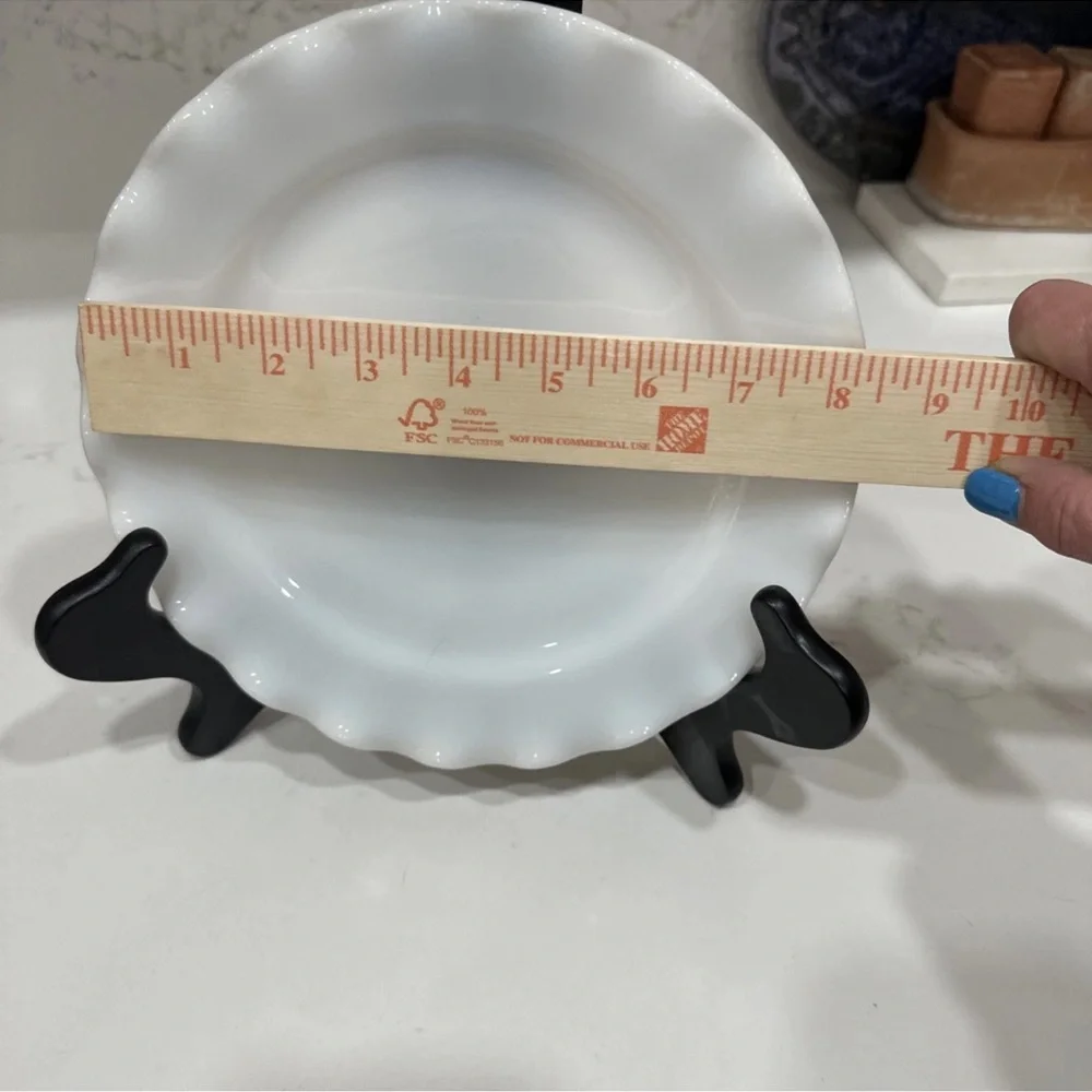 Vintage Ripple Milk Glass Lunch Plate Unmarked